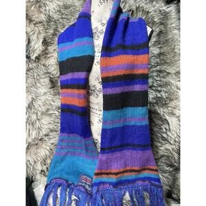 Renee Tener Outlannder Wool Mohair Blend Scarf Blue's‎ Purple and Red 66 in x 12